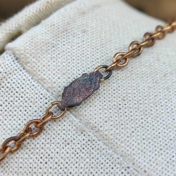 Antique Victorian Czech glass floral pendant necklace - Picture 5 of 10